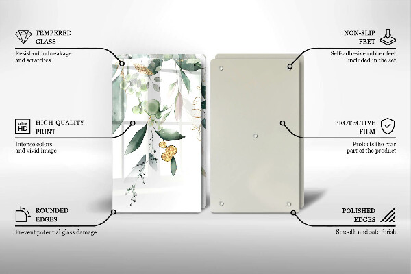 Proteção de parede do fogão a gás Folhas em aquarela