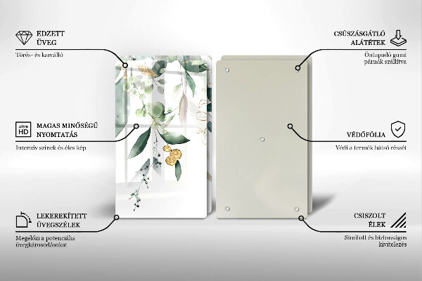 Proteção de parede do fogão a gás Folhas em aquarela