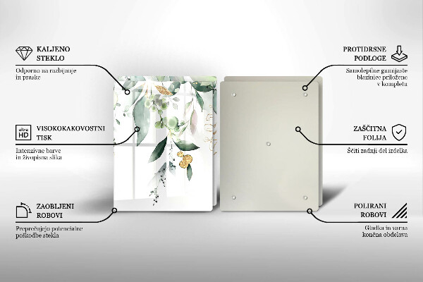 Proteção de parede do fogão a gás Folhas em aquarela