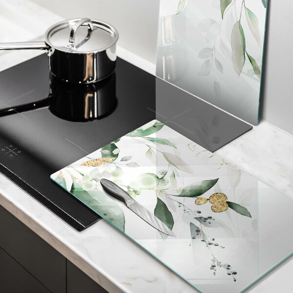 Proteção de parede do fogão a gás Folhas em aquarela