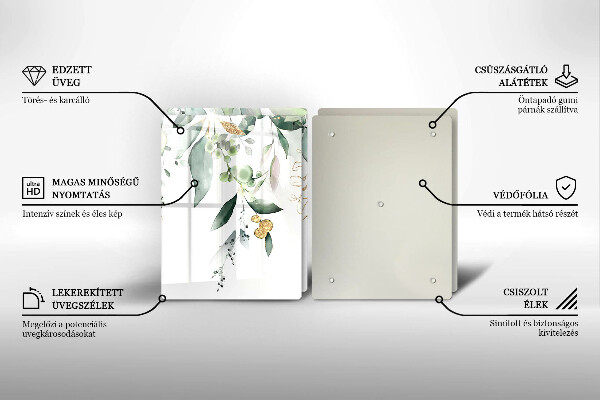 Proteção de parede do fogão a gás Folhas em aquarela