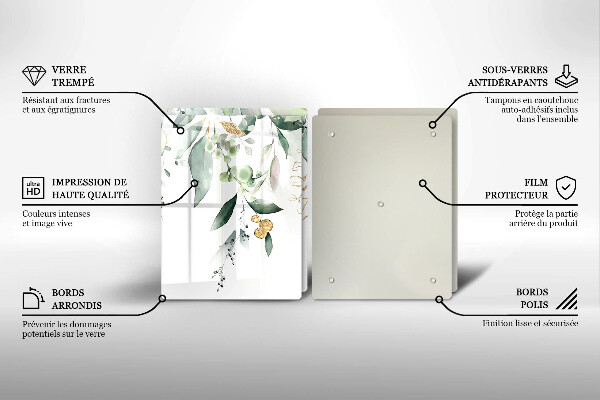 Proteção de parede do fogão a gás Folhas em aquarela
