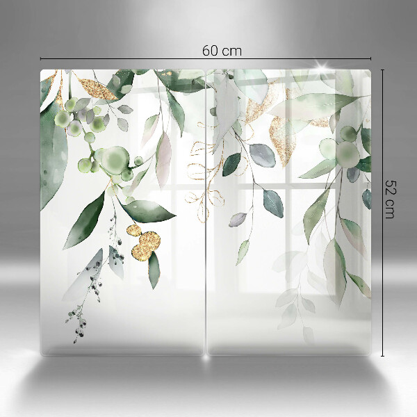 Proteção de parede do fogão a gás Folhas em aquarela