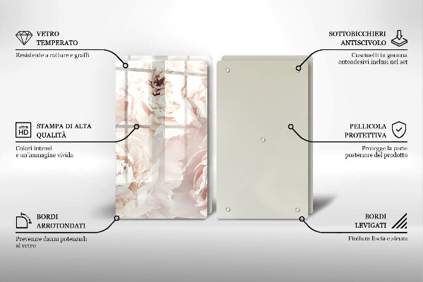 Tampa de parede do fogão a gás Peônias em tons pastel