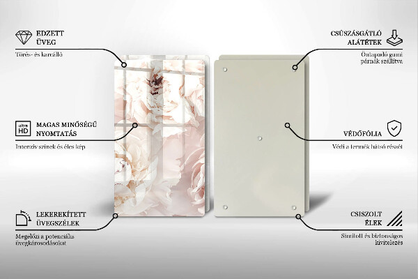 Tampa de parede do fogão a gás Peônias em tons pastel