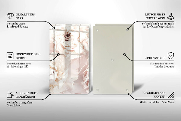 Tampa de parede do fogão a gás Peônias em tons pastel