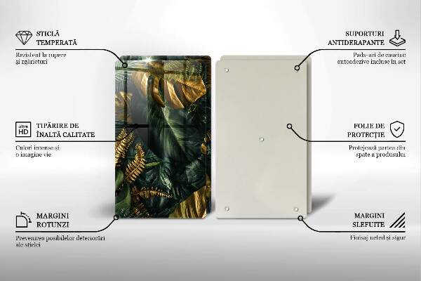 Tampa de parede do fogão a gás Folhas douradas de monstera