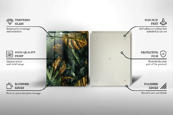 Tampa de parede do fogão a gás Folhas douradas de monstera