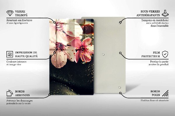 Proteção para placa de indução Flores pedras zen