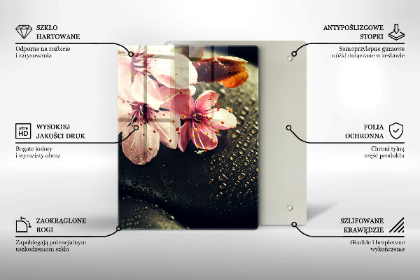 Proteção para placa de indução Flores pedras zen