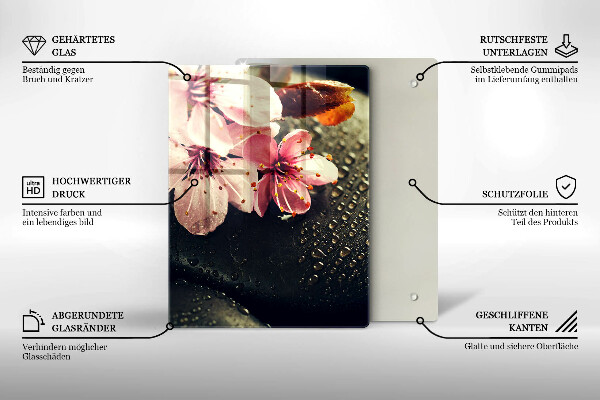 Proteção para placa de indução Flores pedras zen