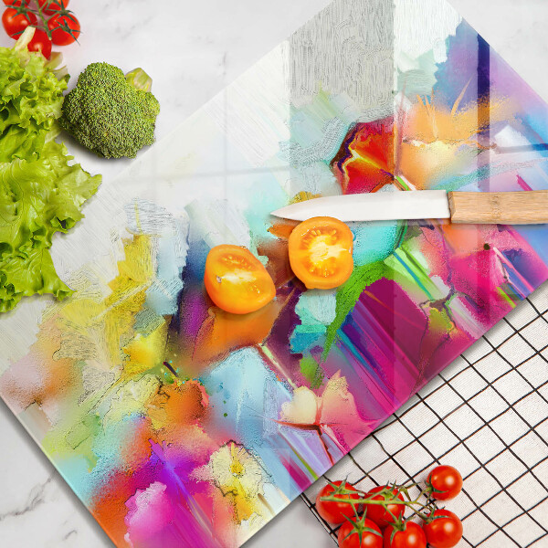 Proteção para placa de indução Flores pintadas com tintas