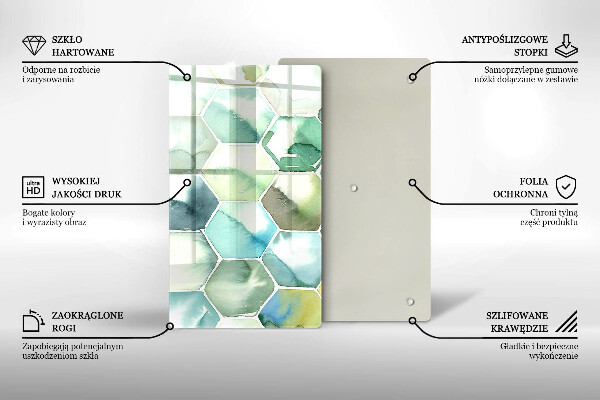 Protetor de placa de indução Hexágonos em aquarela