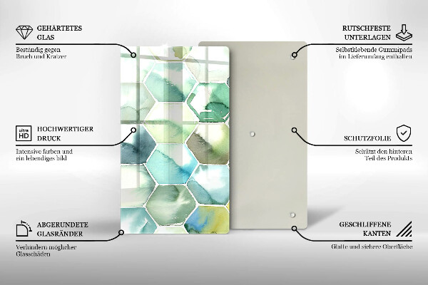 Protetor de placa de indução Hexágonos em aquarela