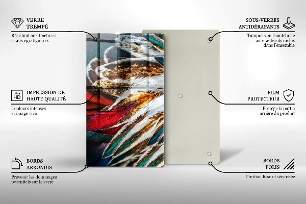 Proteção para placa de indução penas de pássaros boho