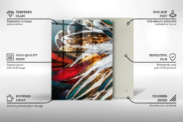 Proteção para placa de indução penas de pássaros boho