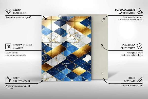 Protetor de bancada Mármore losango dourado