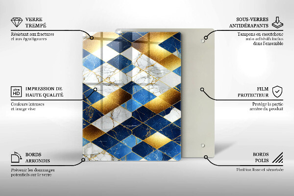Protetor de bancada Mármore losango dourado