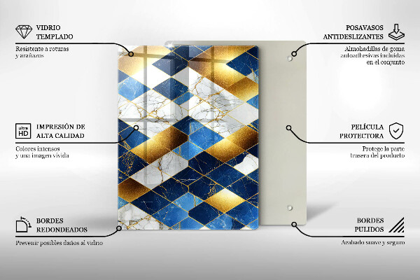 Protetor de bancada Mármore losango dourado