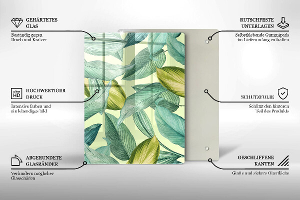 Proteção para placa de indução Folhas tropicais verdes