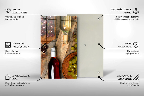 Protetor de placa de indução Garrafas de vinho e uvas