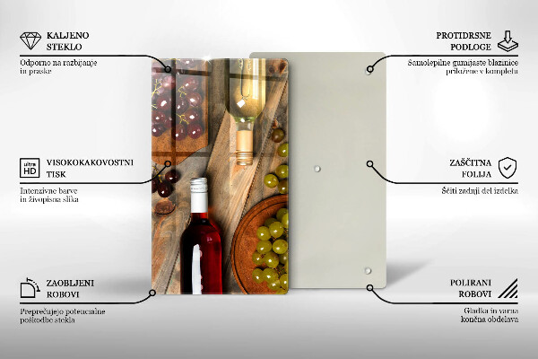 Protetor de placa de indução Garrafas de vinho e uvas