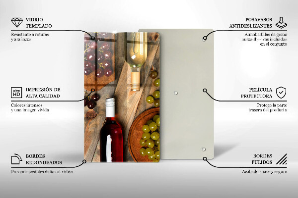 Protetor de placa de indução Garrafas de vinho e uvas