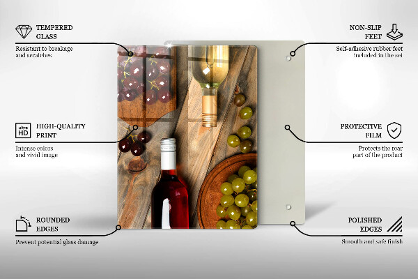 Protetor de placa de indução Garrafas de vinho e uvas