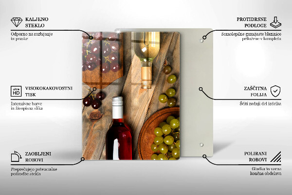 Protetor de placa de indução Garrafas de vinho e uvas