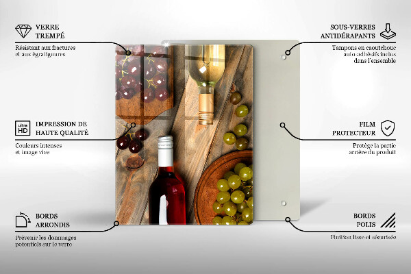 Protetor de placa de indução Garrafas de vinho e uvas