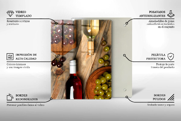 Protetor de placa de indução Garrafas de vinho e uvas