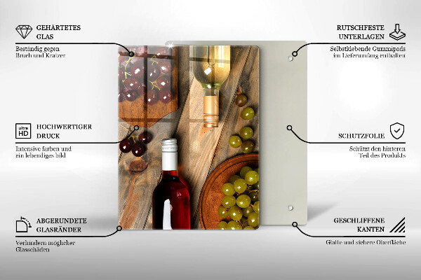 Protetor de placa de indução Garrafas de vinho e uvas