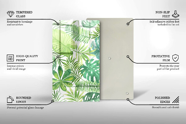 Protetor de bancada Folhas boho em aquarela