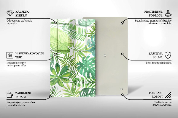 Protetor de bancada Folhas boho em aquarela