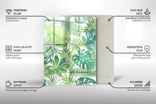 Protetor de bancada Folhas boho em aquarela