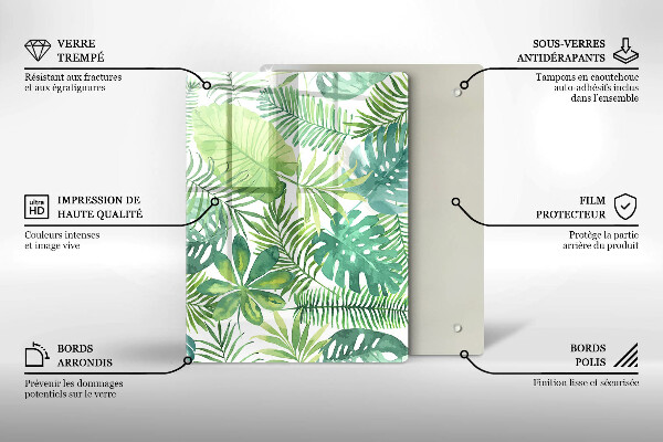 Protetor de bancada Folhas boho em aquarela