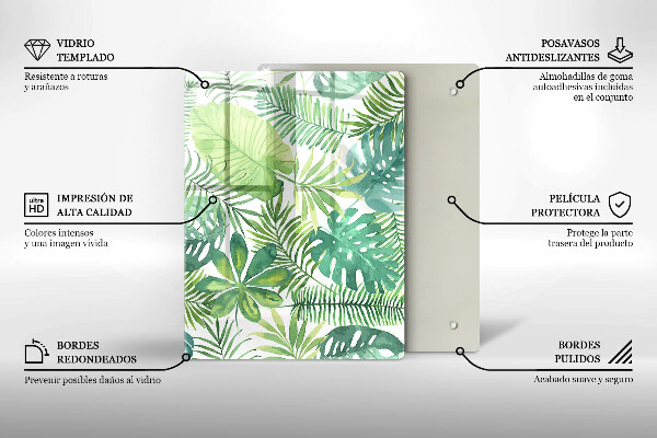 Protetor de bancada Folhas boho em aquarela