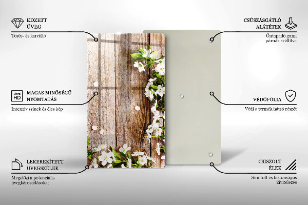 Protetor de bancada Flores brancas nas tábuas