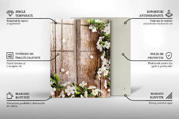 Protetor de bancada Flores brancas nas tábuas