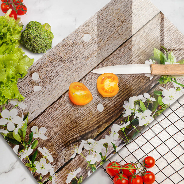 Protetor de bancada Flores brancas nas tábuas