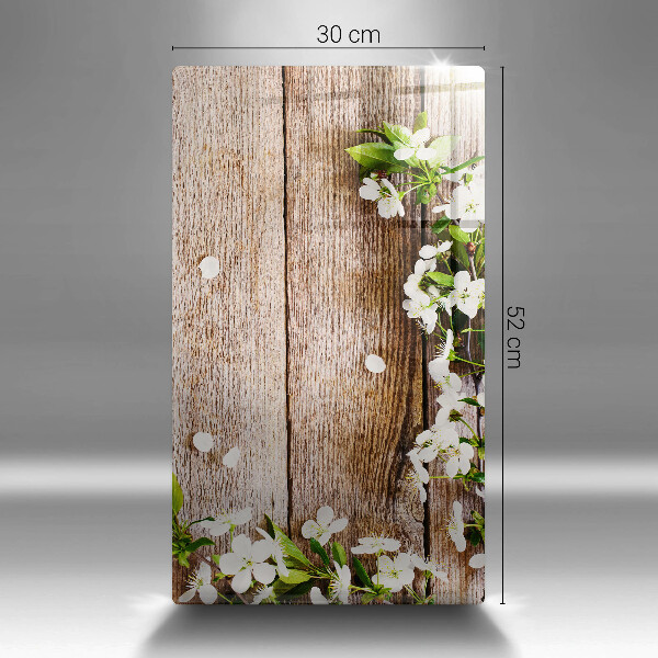 Protetor de bancada Flores brancas nas tábuas