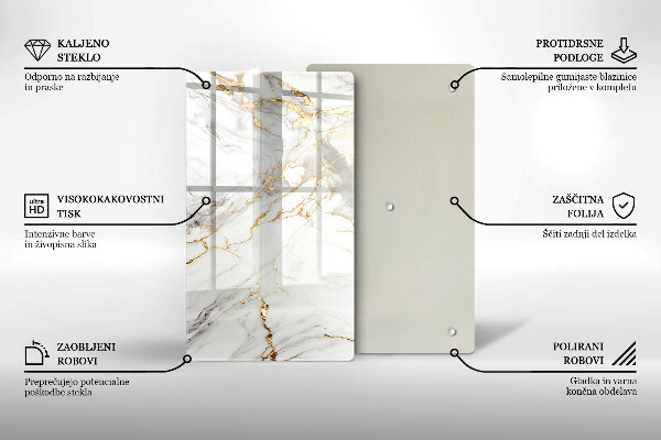 Proteção para placa de indução Mármore claro com dourado