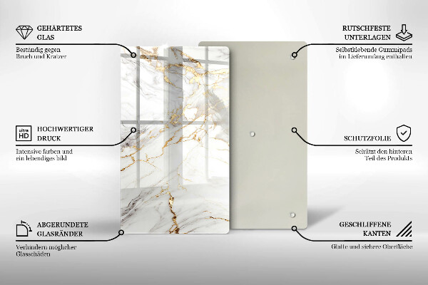 Proteção para placa de indução Mármore claro com dourado