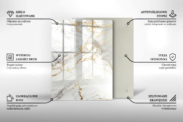 Proteção para placa de indução Mármore claro com dourado