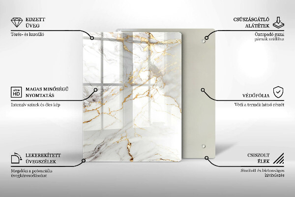 Proteção para placa de indução Mármore claro com dourado