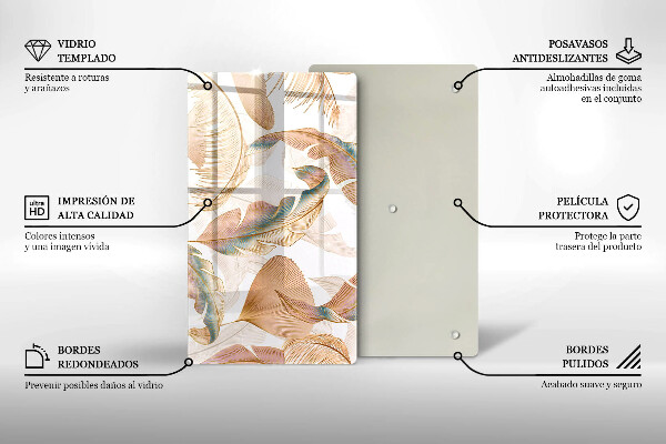 Protetor de placa de indução Penas e folhas Boho