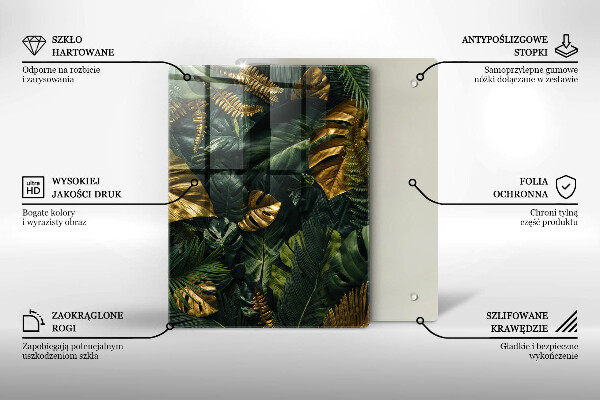 Protetor de placa de indução Folhas de Monstera Dourada