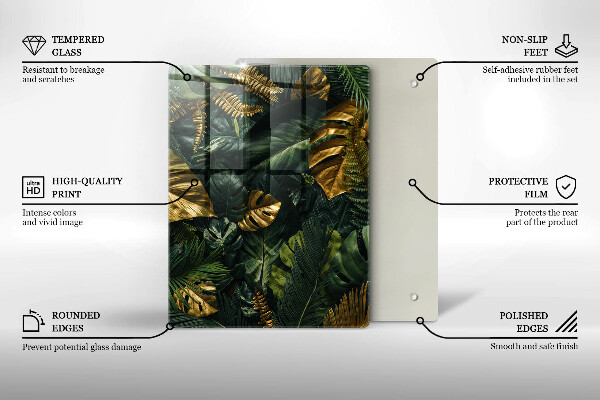 Protetor de placa de indução Folhas de Monstera Dourada