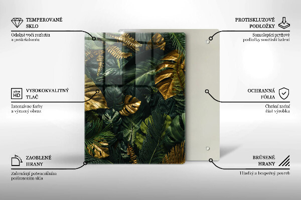 Protetor de placa de indução Folhas de Monstera Dourada