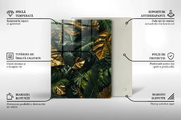 Protetor de placa de indução Folhas de Monstera Dourada